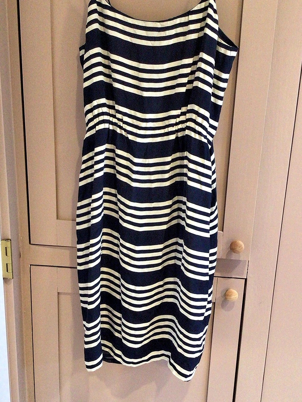 J Crew Striped Midi Dress in Blue & White Like New